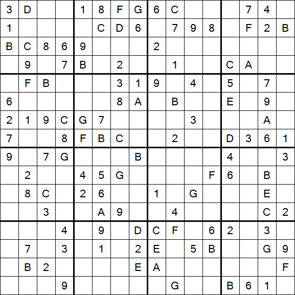 Sudoku 16x16 - Medium