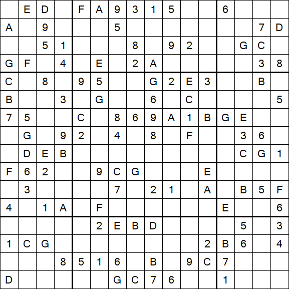 Sudoku 16x16 - Medium