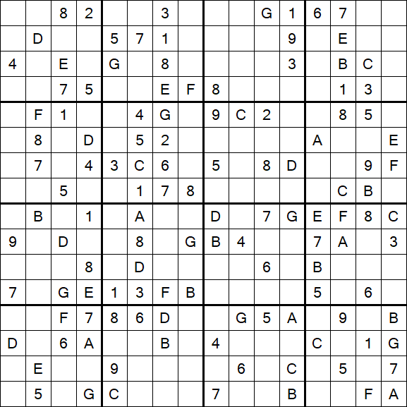 Sudoku 16x16 - Medium