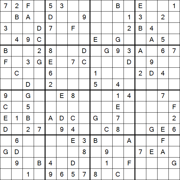 Sudoku 16x16 - Medium