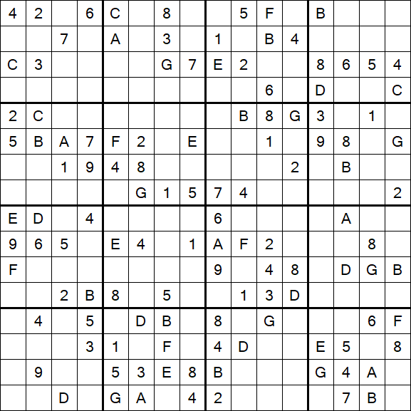 Sudoku 16x16 - Médio