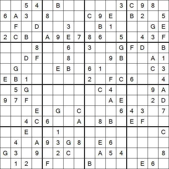 Sudoku 16x16 - Medio