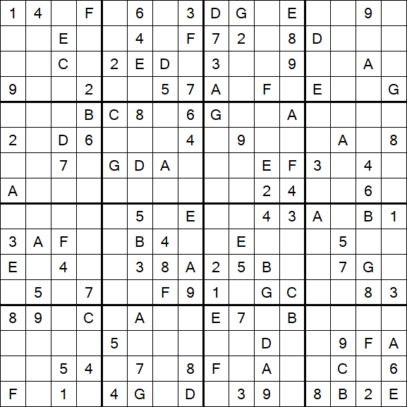 Sudoku 16x16 - Médio