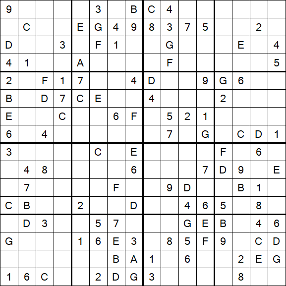 Sudoku 16x16 - Medio