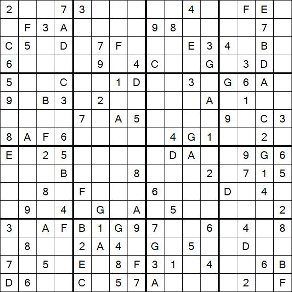 Sudoku 16x16 - Medio