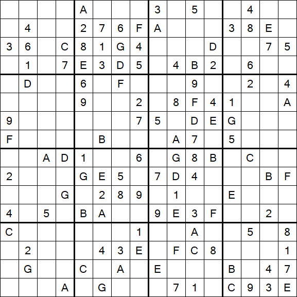 Sudoku 16x16 - Médio