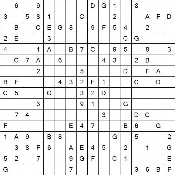 Sudoku 16x16 - Medium