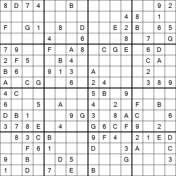 Sudoku 16x16 - Medium