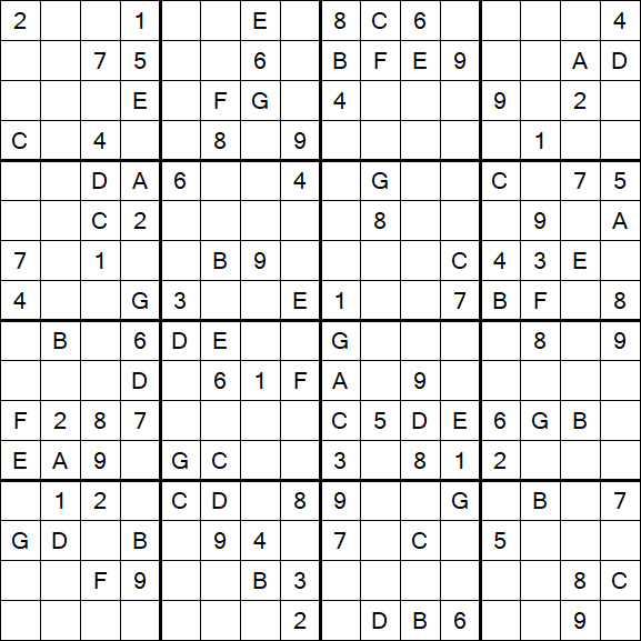 Sudoku 16x16 - Medium