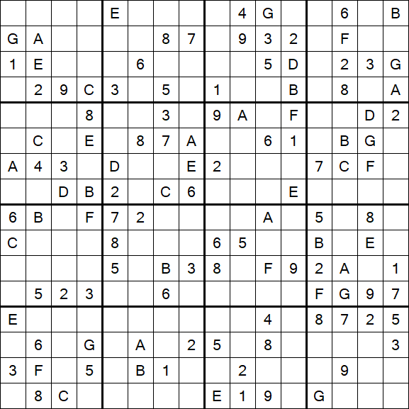 Sudoku 16x16 - Medium