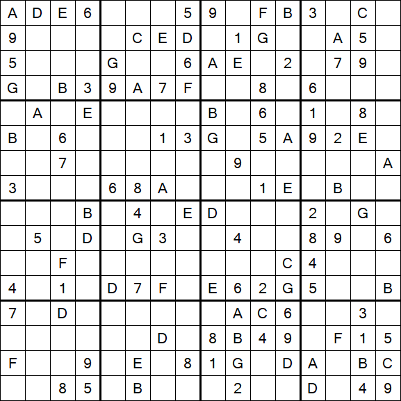 Sudoku 16x16 - Medium