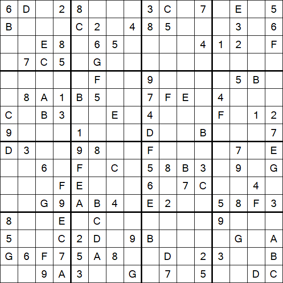 Sudoku 16x16 - Medium