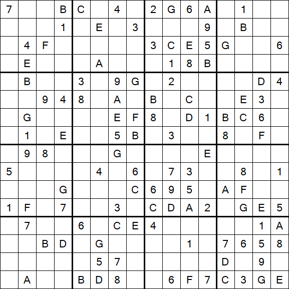 Sudoku 16x16 - Medium
