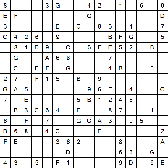 Sudoku 16x16 - Medium