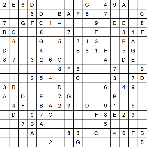 Sudoku 16x16 - Medium