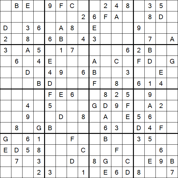 Sudoku 16x16 - Medium