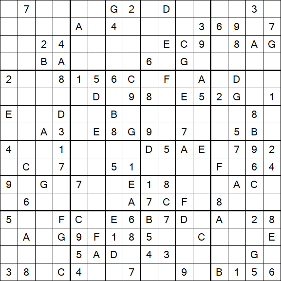 Sudoku 16x16 - Medium