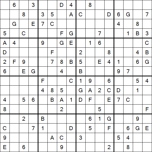 Sudoku 16x16 - Medium