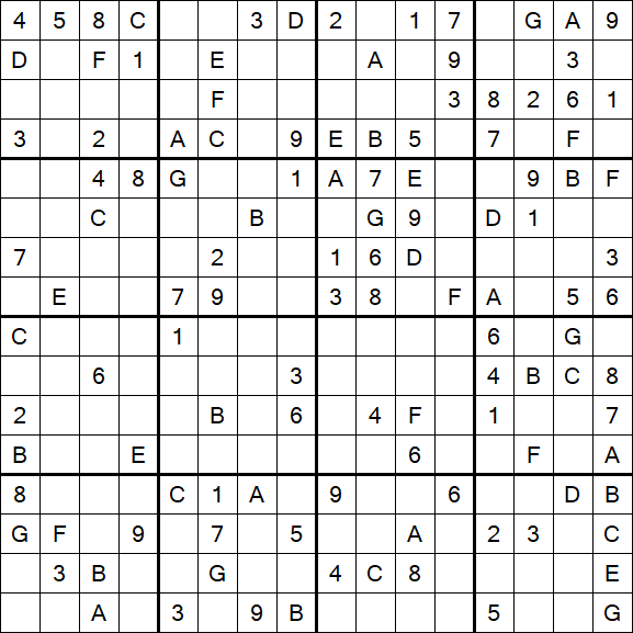 Sudoku 16x16 - Medium