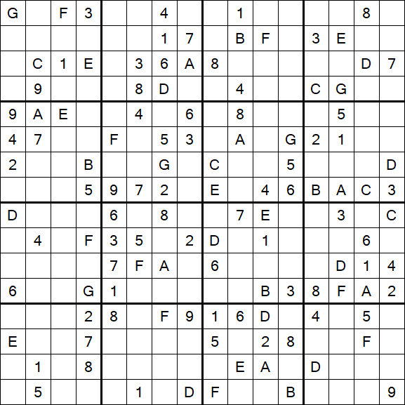 Sudoku 16x16 - Medium