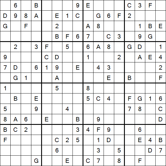 Sudoku 16x16 - Medium