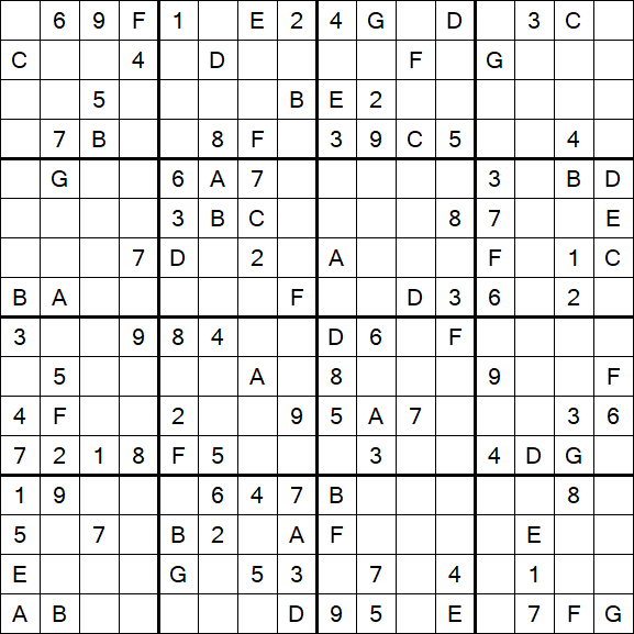 Sudoku 16x16 - Medium