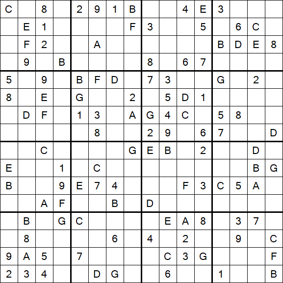 Sudoku 16x16 - Medium