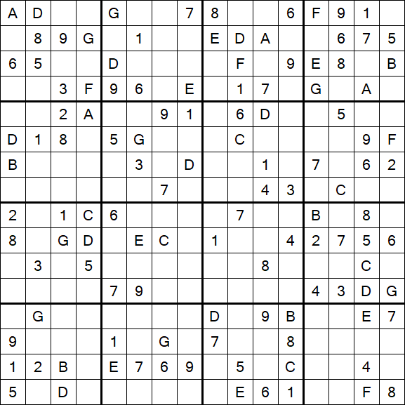 Sudoku 16x16 - Medium