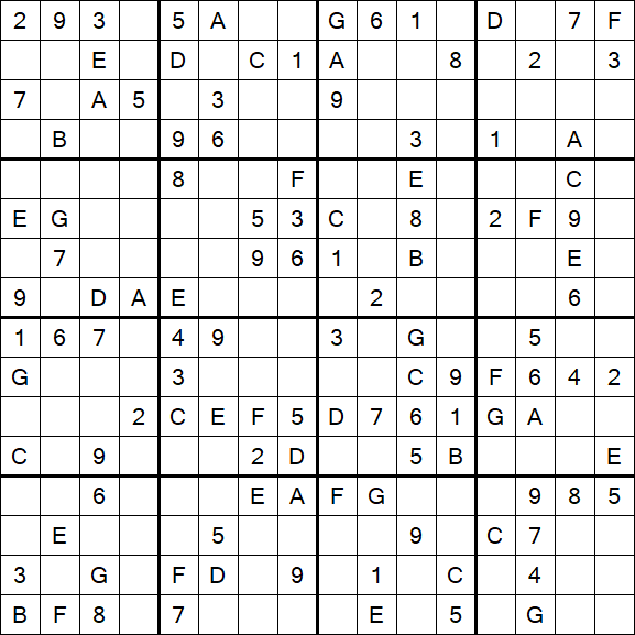 Sudoku 16x16 - Medium