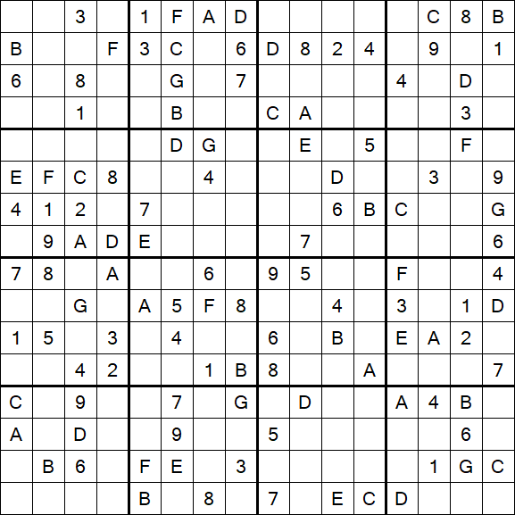 Sudoku 16x16 - Medium