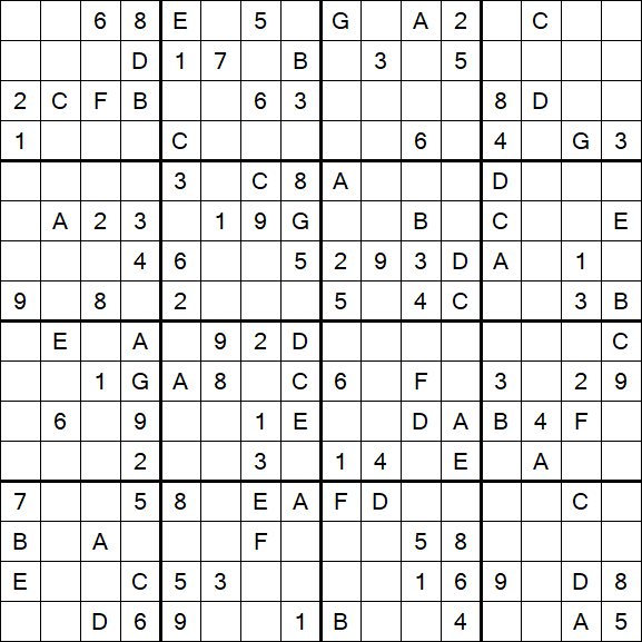 Sudoku 16x16 - Medium
