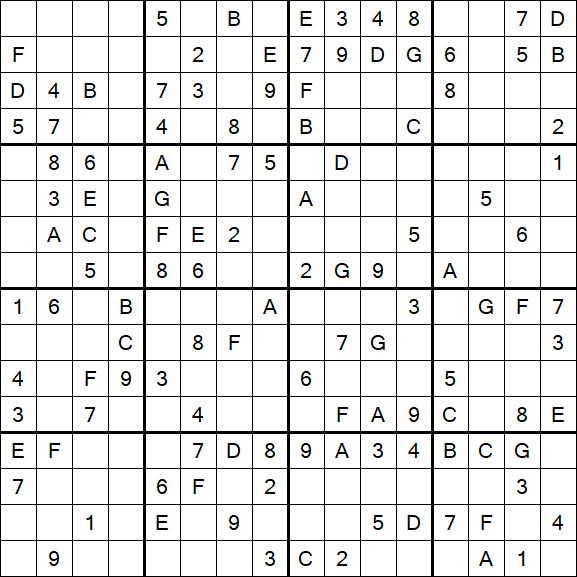 Sudoku 16x16 - Medium