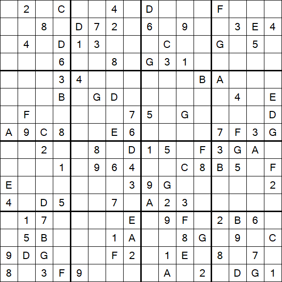 Sudoku 16x16 - Medium
