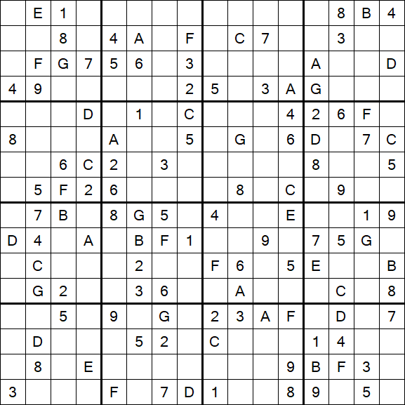 Sudoku 16x16 - Medium