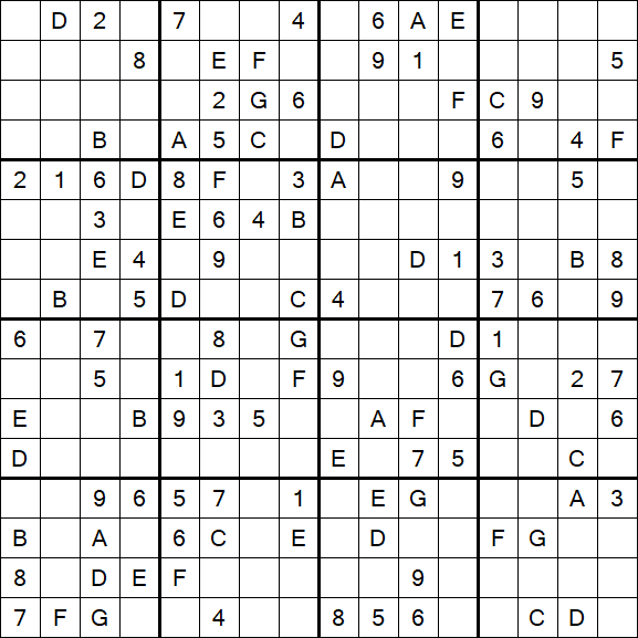 Sudoku 16x16 - Medium