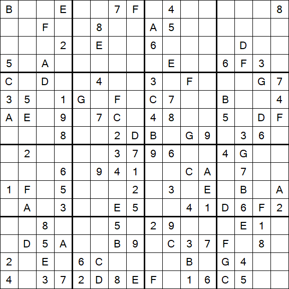 Sudoku 16x16 - Medium