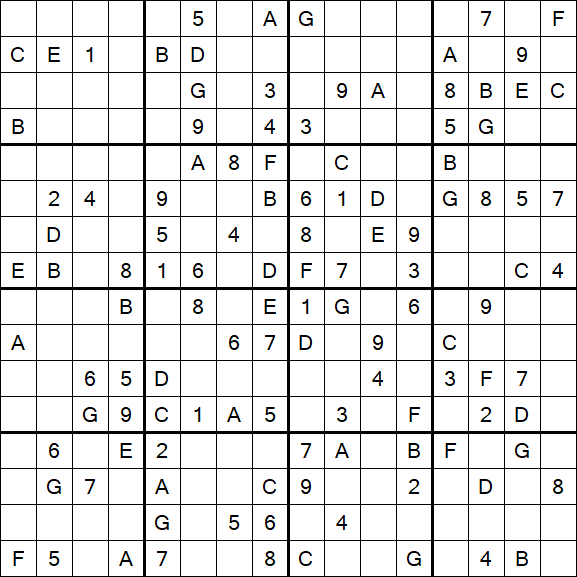 Sudoku 16x16 - Medium