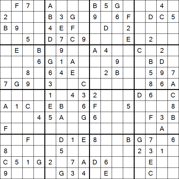 Sudoku 16x16 - Medium