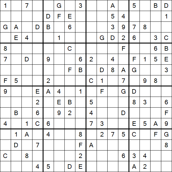 Sudoku 16x16 - Medium