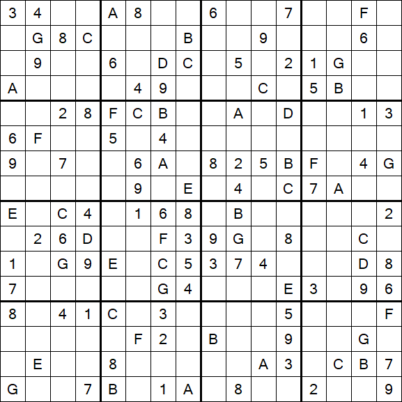 Sudoku 16x16 - Medium