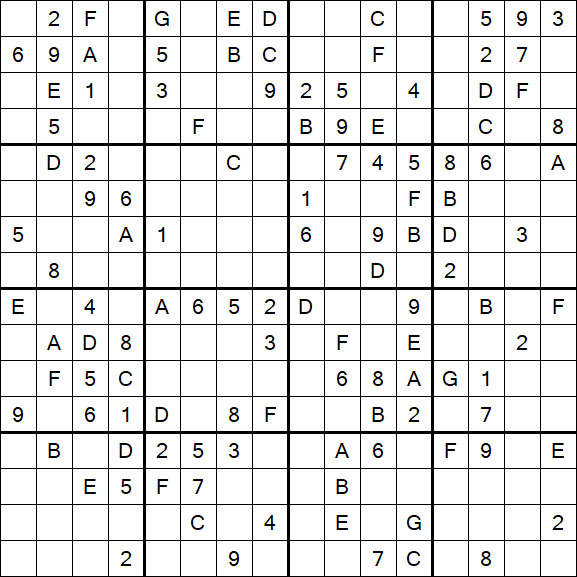 Sudoku 16x16 - Medium