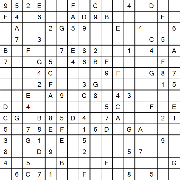 Sudoku 16x16 - Medium