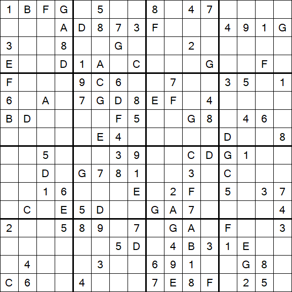 Sudoku 16x16 - Medium