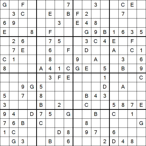 Sudoku 16x16 - Medium