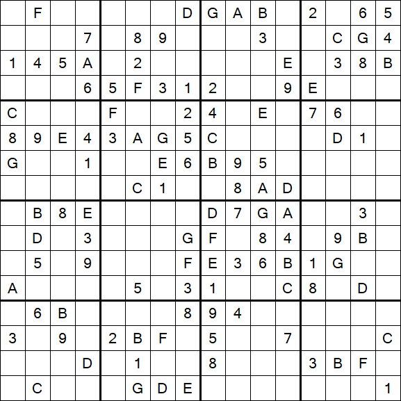 Sudoku 16x16 - Medium