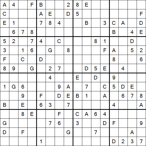 Sudoku 16x16 - Medium