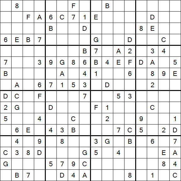Sudoku 16x16 - Medium