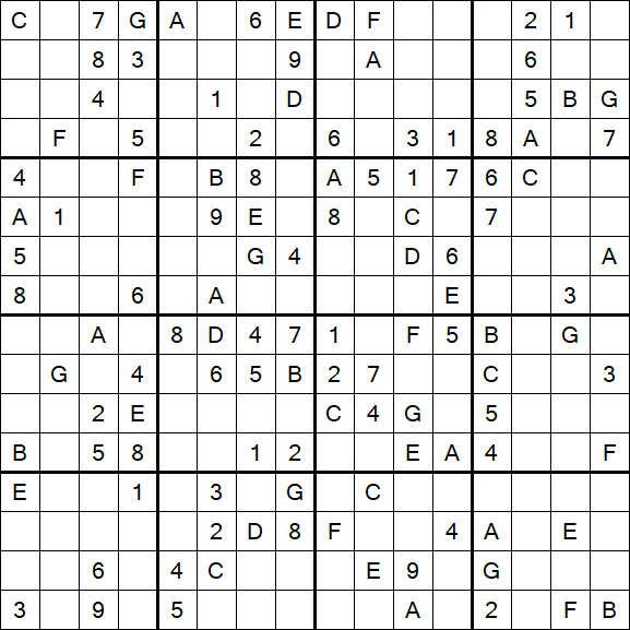 Sudoku 16x16 - Mittel