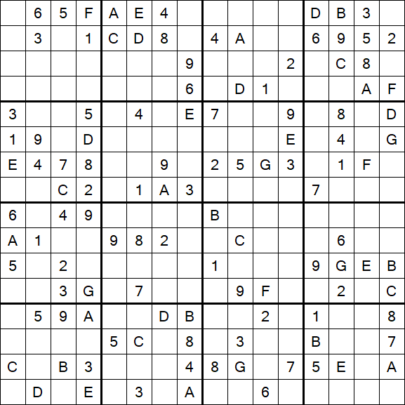 Sudoku 16x16 - Medium