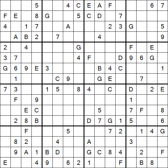 Sudoku 16x16 - Medium